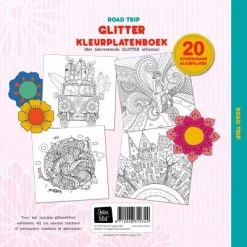 Glitter Kleurplatenboek Kleurboek Road Trip -Speelgoed Verkoop Glitter kleurplatenboek Road trip backcover speelactief.nl