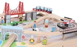 BigJigs BJT045 Treintafel City Spoortafel Houten Trein -Speelgoed Verkoop bigjigs bt045 city trein set en tafel 2