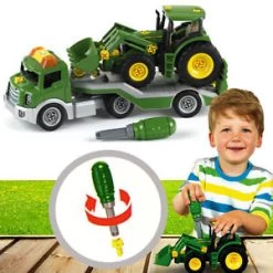 Dieplader + Tractor John Deere Met Voorlader – Constructiespeelgoed – Theo Klein 3908 -Speelgoed Verkoop dieplader met tractor john deere theo klein 3908 1 1