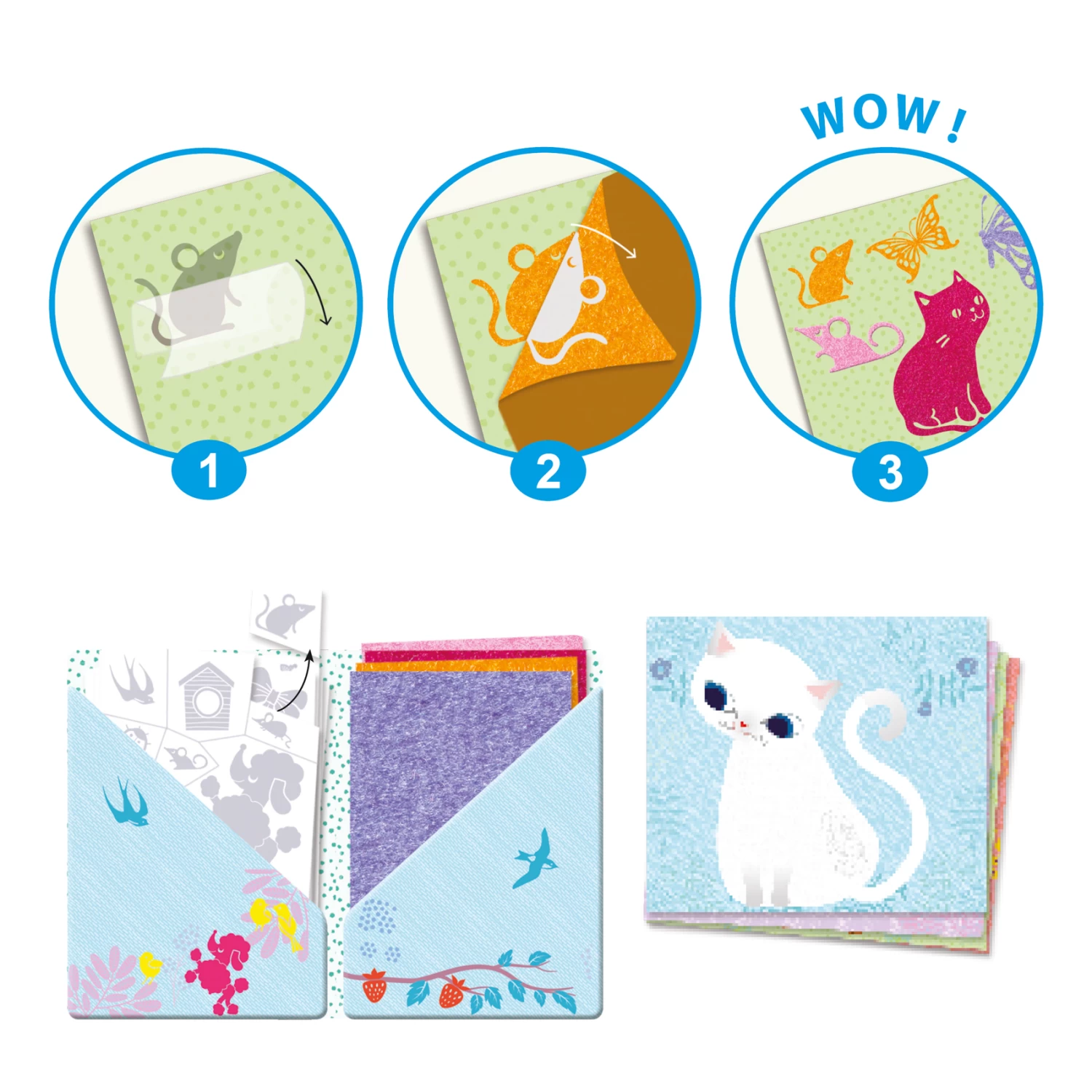 Djeco Knutselset Artistieke-veloursplaatjes Kleine-huisdieren 3 Djeco Knutselset Artistieke-veloursplaatjes Kleine-huisdieren - Afbeelding 3