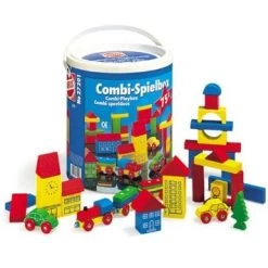 Blokkenset HEROS Combi-speelbox 75-delig -Speelgoed Verkoop houten blokken combi in ton heros 27201 1 1