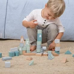 Little Dutch Houten Blokkenton Blauw LittleDutch -Speelgoed Verkoop little dutch 4413 blauw houten blokken in ton 3