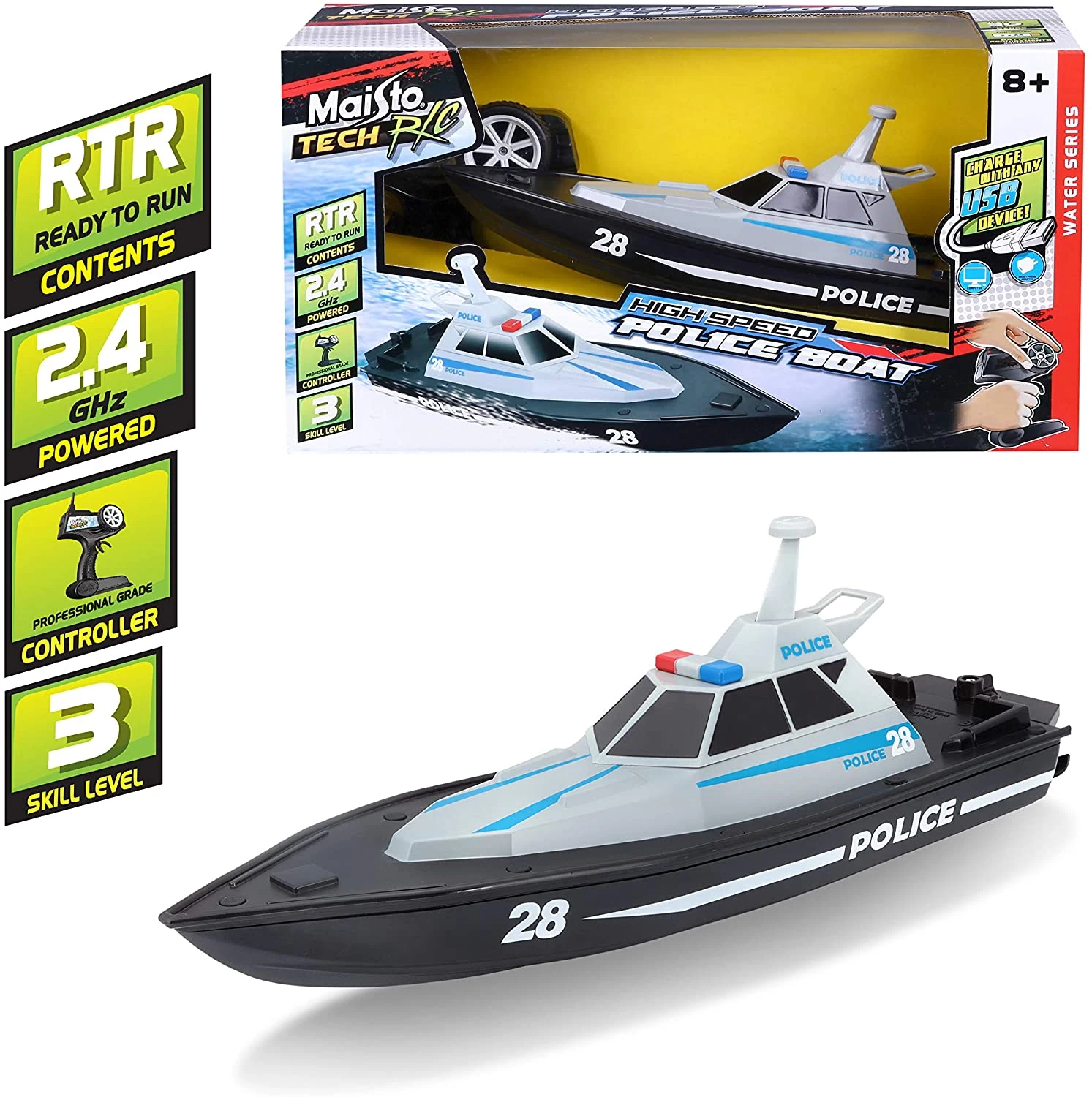 MAISTO TECH RC SPEED BOAT POLICE Radiografische Politieboot 6 MAISTO TECH RC SPEED BOAT POLICE Radiografische Politieboot - Afbeelding 6