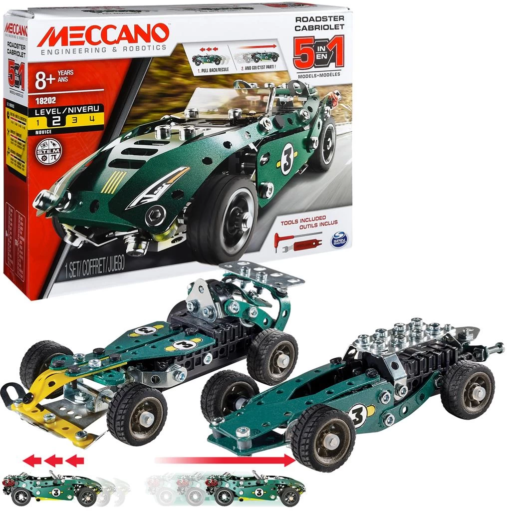 Meccano 18202 Racewagen Roadster Constructieset 5-in-1 1 Meccano 18202 Racewagen Roadster Constructieset 5-in-1