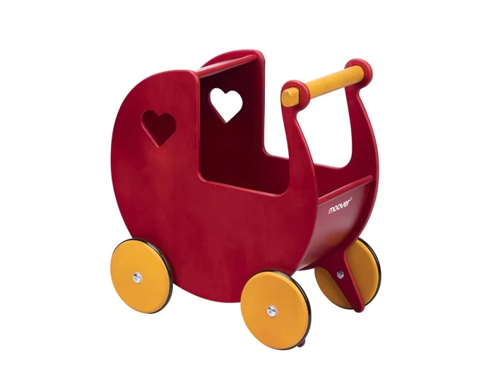 Moover Poppenwagen Hout Rood 1 Moover Poppenwagen Hout Rood
