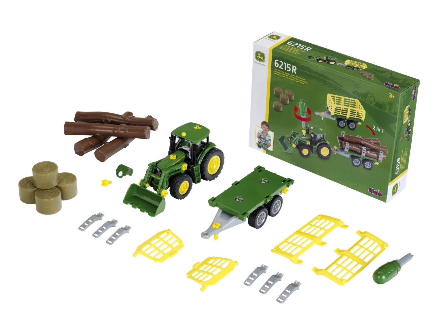 Theo Klein 3907 – John Deere Tractor Met Voorlader, Aanhanger (4 Modules) En Ploeg 2 Theo Klein 3907 – John Deere Tractor Met Voorlader, Aanhanger (4 Modules) En Ploeg - Afbeelding 2