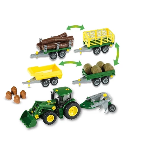 Theo Klein 3907 – John Deere Tractor Met Voorlader, Aanhanger (4 Modules) En Ploeg 1 Theo Klein 3907 – John Deere Tractor Met Voorlader, Aanhanger (4 Modules) En Ploeg